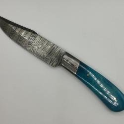 Couteau de Chasse en Damas Le Salin - Coutellerie Artisanale Hosteel - Couteau Collection Lame Fixe