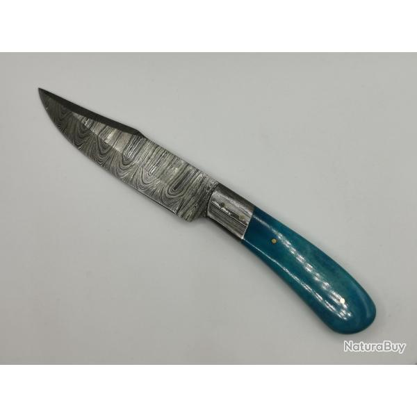 Couteau de Chasse en Damas Le Salin - Coutellerie Artisanale Hosteel - Couteau Collection Lame Fixe