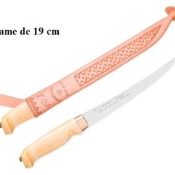 Poignad &agrave; Filets lame de 19 cm avec son &eacute;tui Cuir