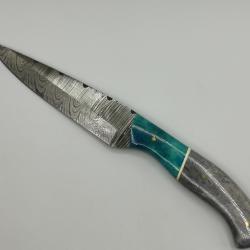 Couteau de Chasse en Damas Le Mirabeau - Coutellerie Artisanale Hosteel - Couteau Collection Cadeau