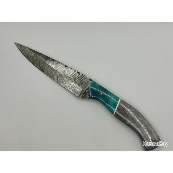 Couteau de Chasse en Damas Le Mirabeau - Coutellerie Artisanale Hosteel - Couteau Collection Cadeau