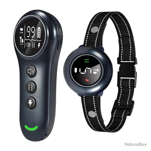 Collier Dressage Chien 2-en-1 T�l�commande Anti-Aboiement Automatique IP67 Rechargeable 3 Modes R�gl