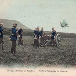 CPA - Deutsche Artillerie im Monover - Artillerie Allemande en manoeuvre- N&deg;7141