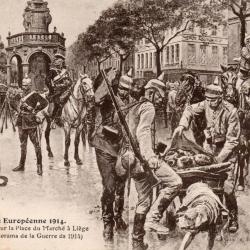 CPA - Guerre Europ&eacute;enne 1914 Les Allemands sur la Place du Marche a Li&egrave;ge - N&deg;7147