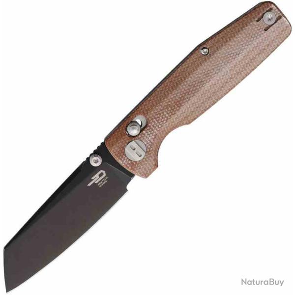 Couteau Bestech Slasher Lame Sheepsfoot Acier D2 Manche Natural Micarta Bar Lock BTKG43E