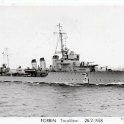 CPA - Marine de Guerre - FORBIN Torpilleur 25-2-1938 - N&deg;7154