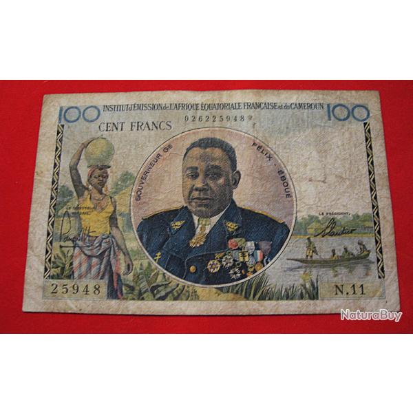 billet de 100 francs  Afrique equatoriale fran�aise (F�lix Ebou�) tb+