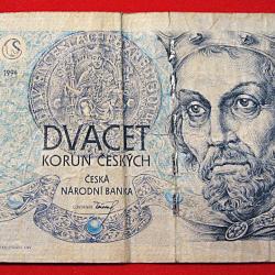 billet de 20 couronnes tchecoslovaquie 1994 ttb