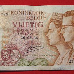 billet de 50 francs Belgie du 16-05-1966 ttb
