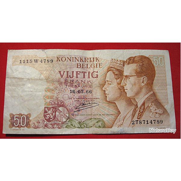 billet de 50 francs Belgie du 16-05-1966 ttb
