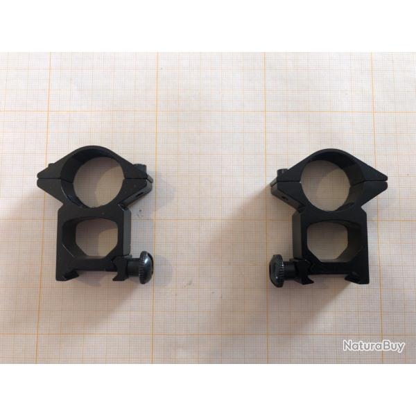 Colliers de montage lunette picatinny en aluminium, diam�tre: 25.4mm