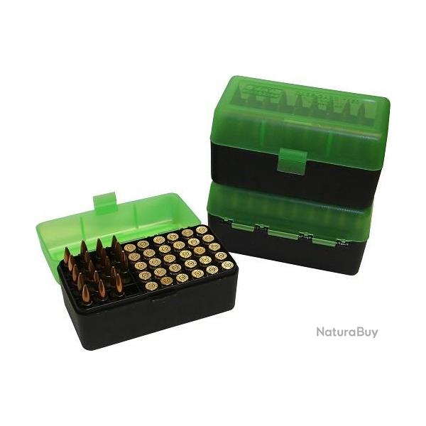 Boite de rangement MTM - RS-50 Boite 50 RD 223 204 Ruger 6x47 VERT TRANSPARENT