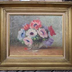 tableau ancien motif bouquet de fleurs