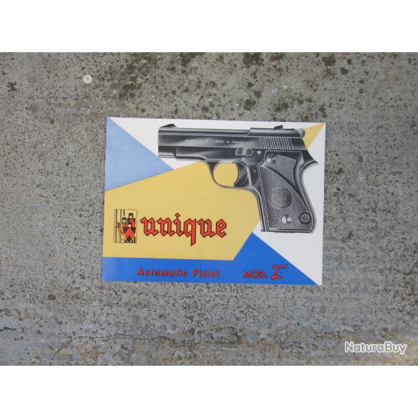 Notice d'origine pistolet Unique mod�le L