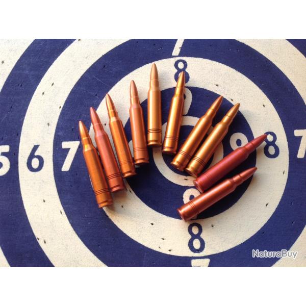 10 cartouches de manipulation calibre 223-5,56 (Famas), munition totalement inerte !