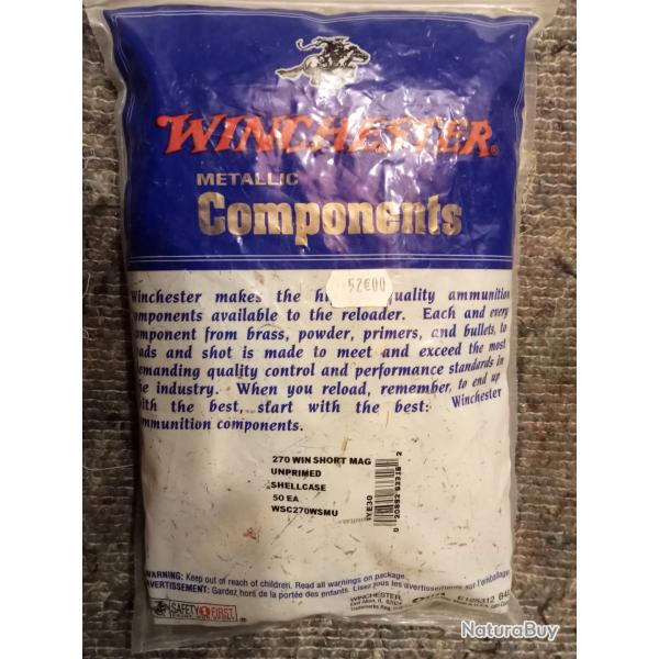 Blister de 50 douilles vides Winchester cal 270 WSM neuves