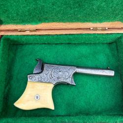 REMINGTON Vest Pocket "Saw Handle" .22 Short - gravure d'usine, plaquettes os naturel, (Oct  17 1865