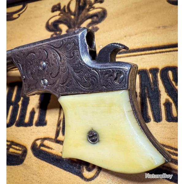REMINGTON Vest Pocket "Saw Handle" .22 Short - gravure d'usine, plaquettes os naturel, (Oct  17 1865