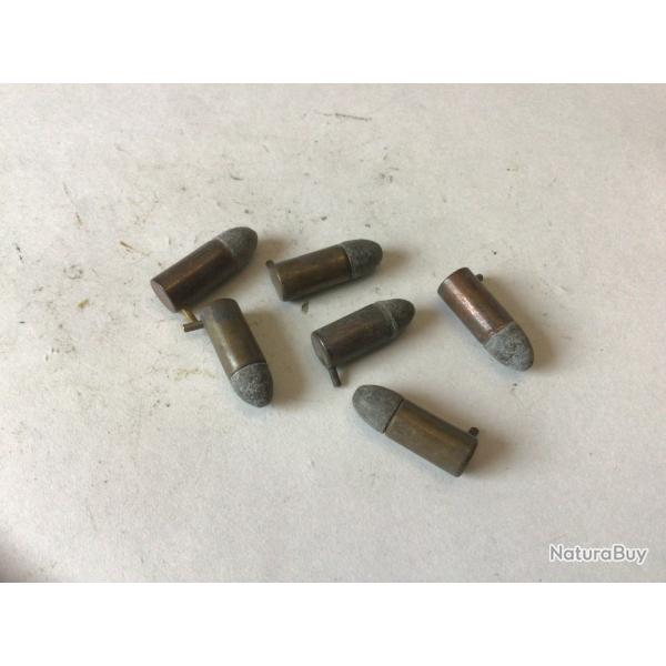 VENDU PAR LE-CUIRASSIER N�2 LOT DE 6 BALLES DE CALIBRE 7 MM A BROCHE D'ORIGINE ET D'�POQUE