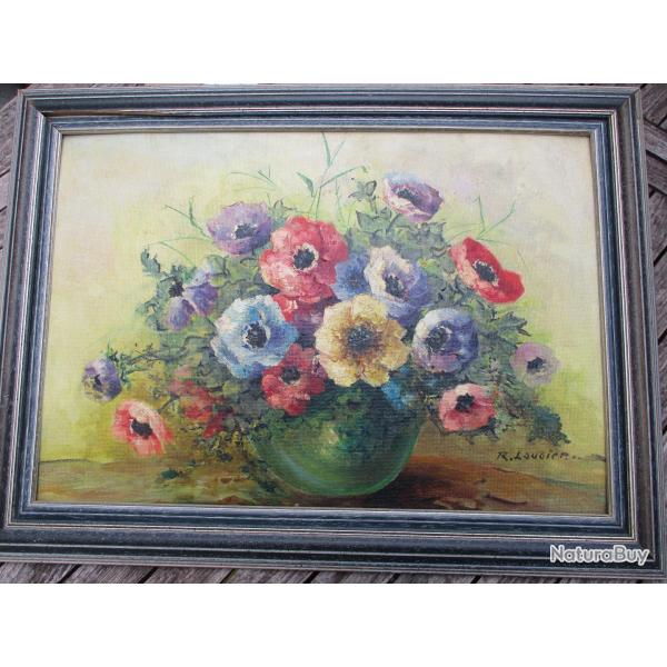 peinture sur bois fleurs par R LAUGIER