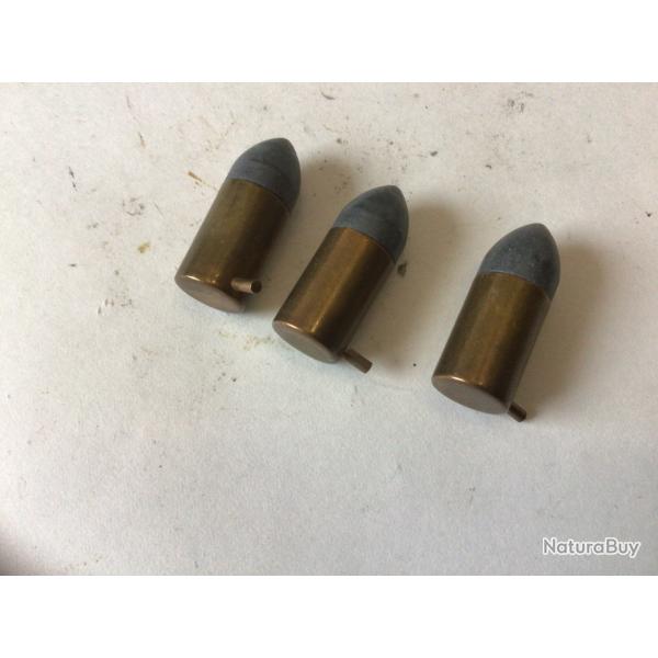 VENDU PAR LE-CUIRASSIER LOT DE 3 BALLES DE CALIBRE 12 MM A BROCHE D'ORIGINE ET D'�POQUE