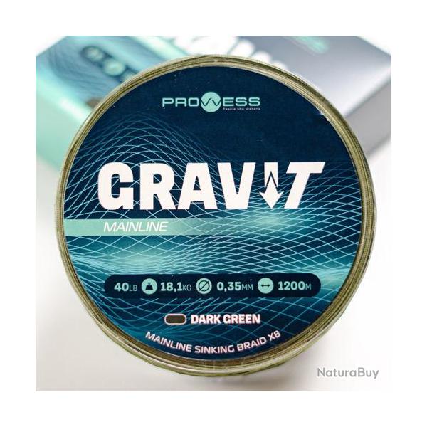Tresse Prowess Gravi-T Sinking X8 Dark Green 1200m 0.25mm