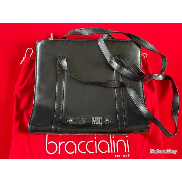 Sac � main en cuir noir Braccialini Italie