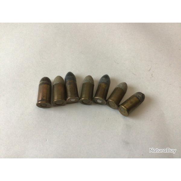 VENDU PAR LE-CUIRASSIER LOT DE 7 BALLES DE CALIBRE 9 MM A  PC D'ORIGINE ET D'�POQUE