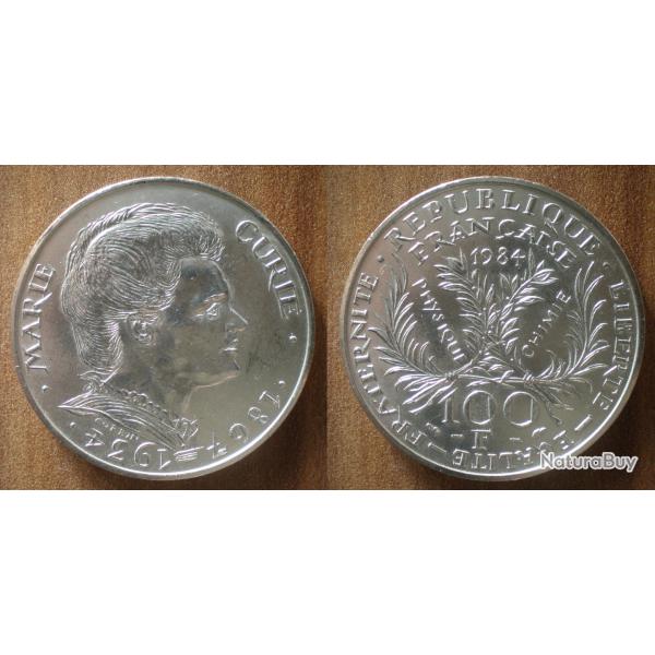 France 100 Francs 1984 Piece Marie Curie Argent Frcs Frc Frs Franc