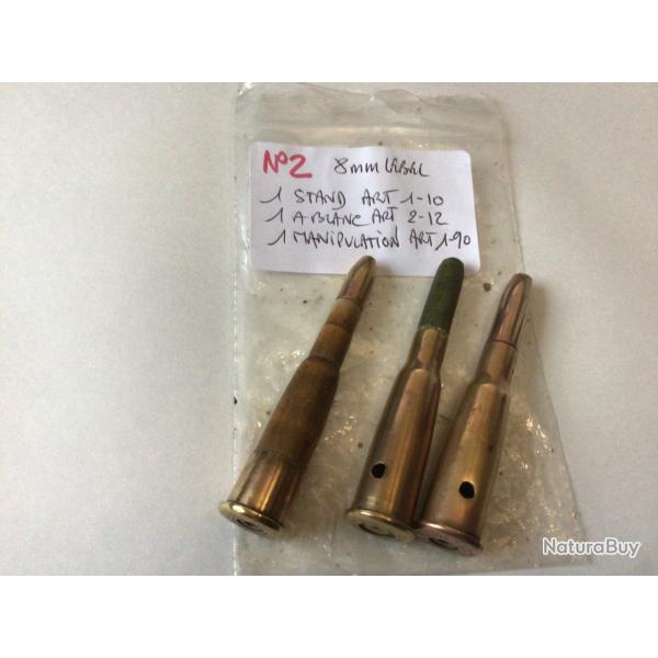 VENDU PAR LE-CUIRASSIER LOT N�2 DE TROIS BALLES 8 MM LEBEL DIFF�RENTES NEUTRALISEES