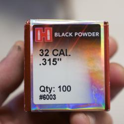 100 Balles Rondes HORNADY Cal 32 .315