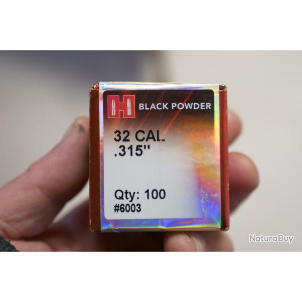 100 Balles Rondes HORNADY Cal 32 .315