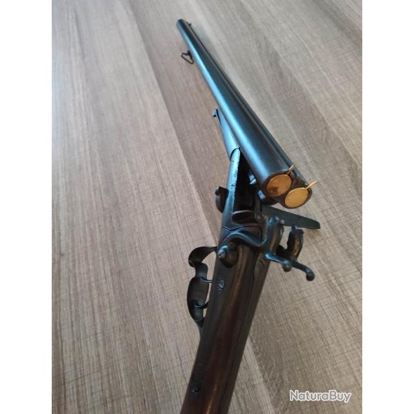 Petit coach gun type Lefaucheux 16 � broche de 85cm avec inscrustations d'or parfait fonctionnement