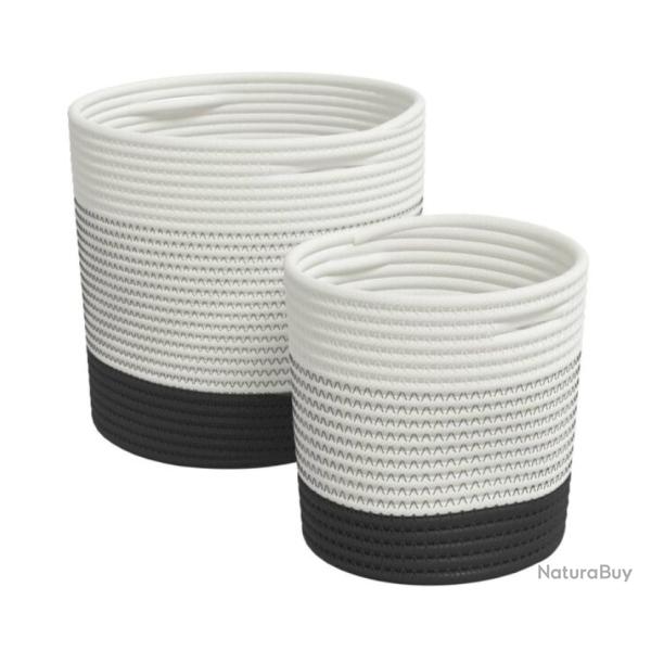Paniers rangement coton blanc noir pliables avec poign�es design moderne