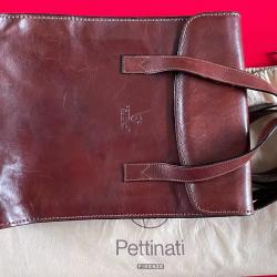 Sac &agrave; main / sacoche en cuir marron Pettinati Italie