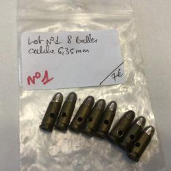 VENDU PAR LE-CUIRASSIER LOT N&deg;1 DE 8 BALLES CALIBRE 6,35 MM  NEUTRALISEES