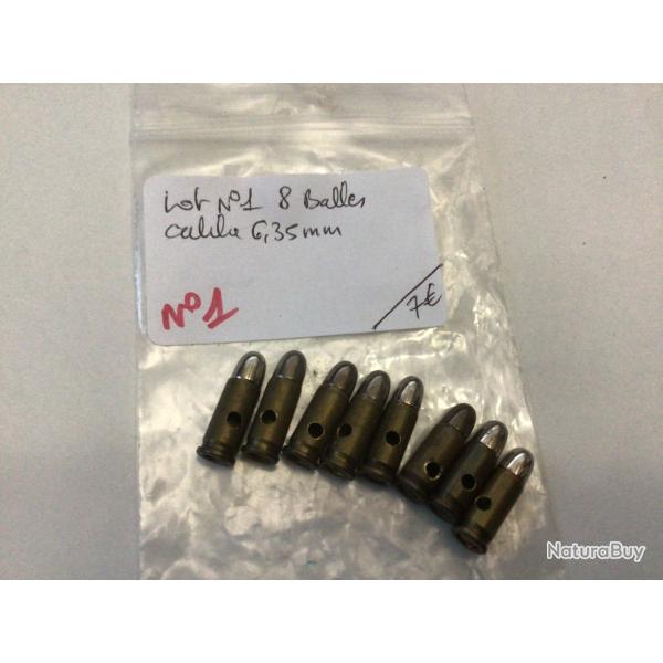 VENDU PAR LE-CUIRASSIER LOT N�1 DE 8 BALLES CALIBRE 6,35 MM  NEUTRALISEES