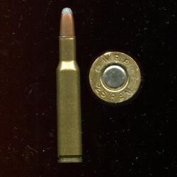 .25 Remington - marquage : WRA 25 REM  - balle cuivre pointe plomb plate