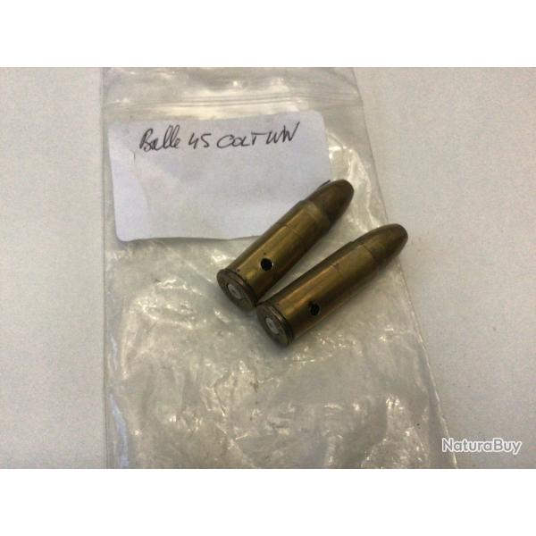 VENDU PAR LE-CUIRASSIER LOT DE 2 BALLES CALIBRE 45 COLT WW NEUTRALISEE