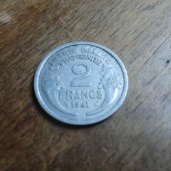 monnaie 2 franc morlon  1941  alu
