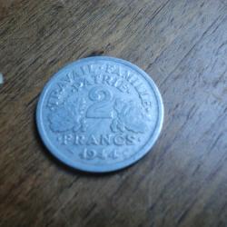 monnaie 2 franc bazor  1944  alu