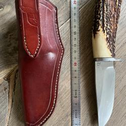 Couteau de chasse Jo&euml;l Grandjean et son &eacute;tui