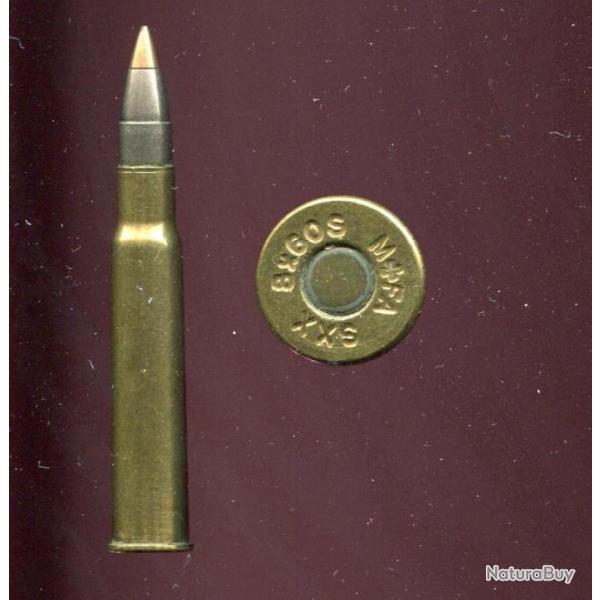 8 x 60 RS - marquage Suisse : MF+A 8x60S  SXX - balle nickel pointe plomb