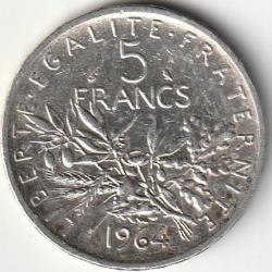 Pi&egrave;ce De Monnaie Argent France 5 Francs Semeuse 1964
