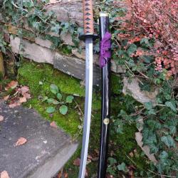 Katana Inspir&eacute; de Honebami Toushirou Lame en Acier Carbone Tsuba M&eacute;tal Fourreau Poign&eacute;e Bois