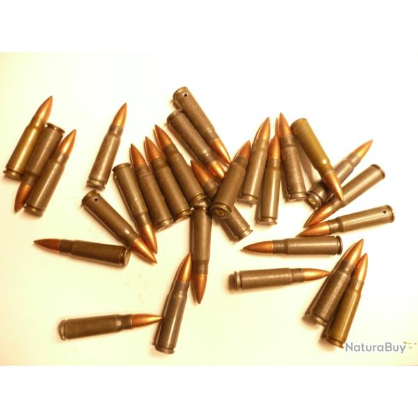 lot de 27 balles NEUTRALISEES d'AK47 Kalashnikov (cal 7.62)