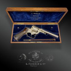 REVOLVER PERRIN, MOD&Egrave;LE 1859, 1ER TYPE, LUXE, EN COFFRET D'ORIGINE. France, XIX&egrave;me si&egrave;cle