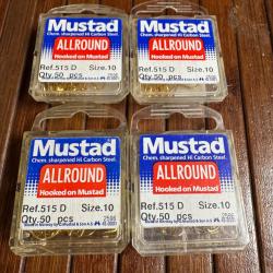 LOT P&Ecirc;CHE 200 Hame&ccedil;ons n 10 palette ref 515 D dor&eacute; forg&eacute; droit tige moyenne peche coup mustad