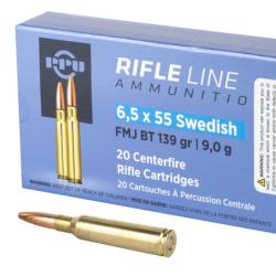 Cartouches PPU Calibre 6,5x55 SUEDOIS FMJ BT 139grs - Boite de 20 unit&eacute;s