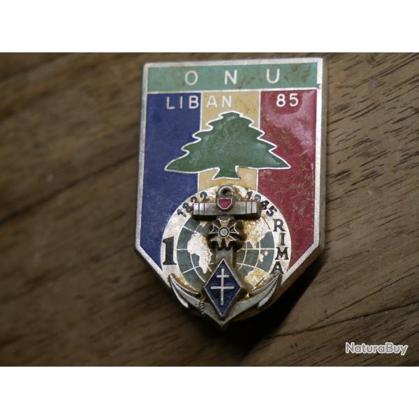 Insigne Militaire, dit Pucelle ONU - 1er RIMa LIBAN 85- DELSART Sens